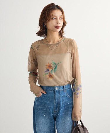 ・SUGAR SPOON フラワーptシアーロンTEE