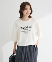 ・ELENCARE DUE ロゴ刺繍6分袖ニット