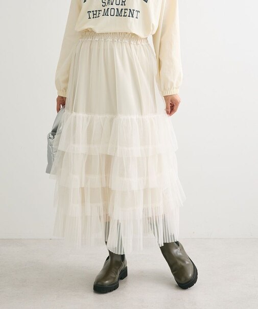 2wayチュールティアードフリルスカート(ペチ付き)