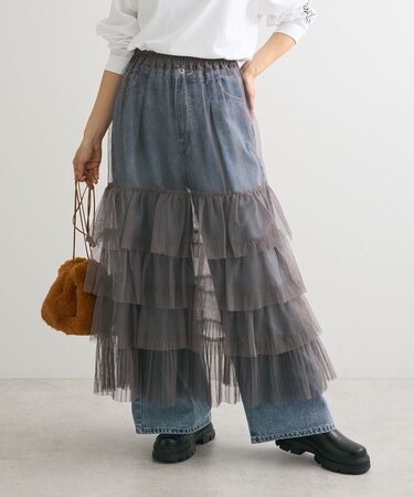 2wayチュールティアードフリルスカート(ペチ付き)