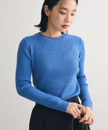 プチケーブルクルーネックニットプルオーバー