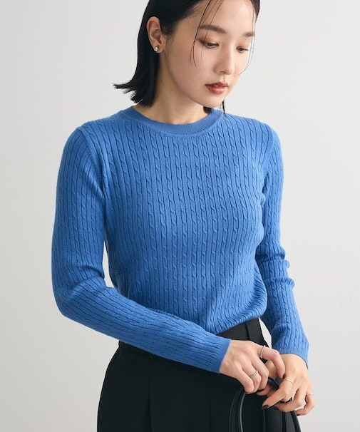 プチケーブルクルーネックニットプルオーバー
