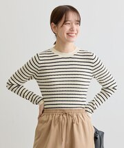 プチケーブルクルーネックニットプルオーバー