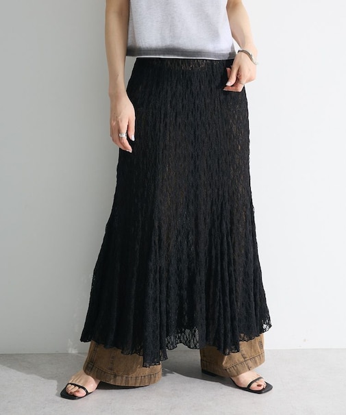 2WAYパネル切り替えレースフレアスカート