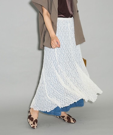 2WAYパネル切り替えレースフレアスカート