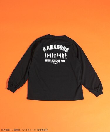 ハイキュー!! モノクロプリント烏野長袖Tシャツ