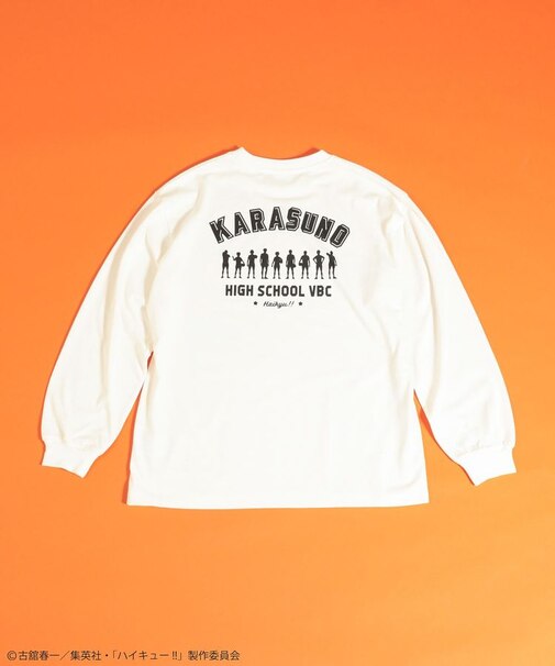 ハイキュー!! モノクロプリント烏野長袖Tシャツ