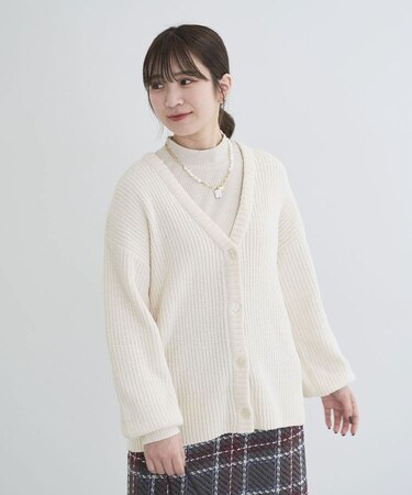 ベロアモールVネックカーディガン