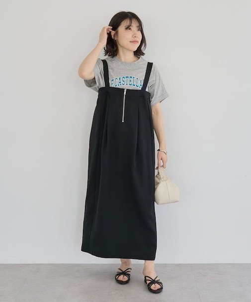 マルチWAYフロントzipサロペットスカート