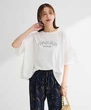 袖メッシュドッキングロゴプルオーバー