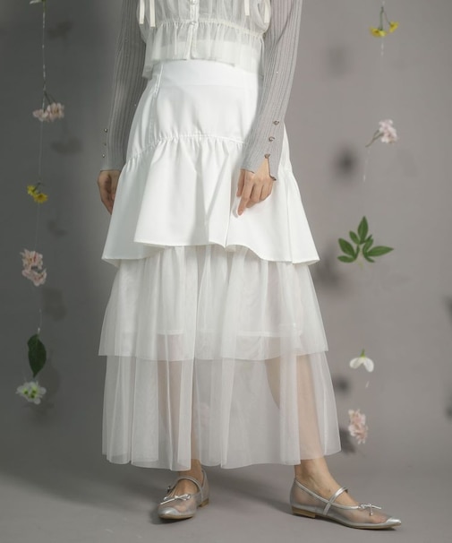 dazzlin ツイルチュールレイヤードスカート