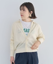衿つきメッシュニットプルオーバー