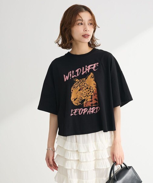 ・DOUBLE FLAGS レオパードプリントTEE