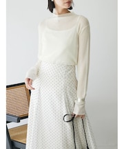 ラメ切替スリーブリブシアーニット