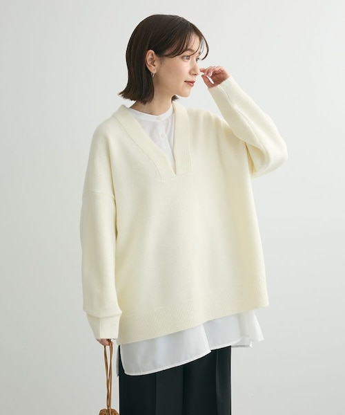 Petit Fleur 深Vネックニットチュニック｜グリーンパークスの