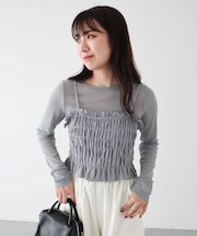 SET2点 シャーリングビスチェ+メッシュインナー