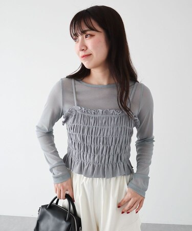 SET2点 シャーリングビスチェ+メッシュインナー