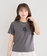 ・DOUBLE FLAGS ローズチェーン刺繍TEE