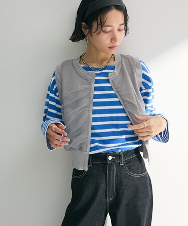 チュールドッキングニットzipベスト