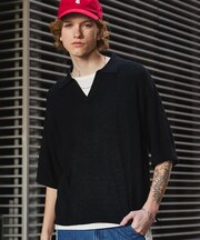 A.ジャガードスキッパーニットポロシャツ