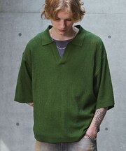 A.ジャガードスキッパーニットポロシャツ