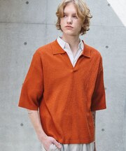 A.ジャガードスキッパーニットポロシャツ