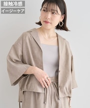 綿麻混裾ドロスト開襟シャツジャケット