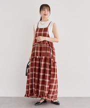 ・Petit Fleur オンブレーチェックキャミワンピ