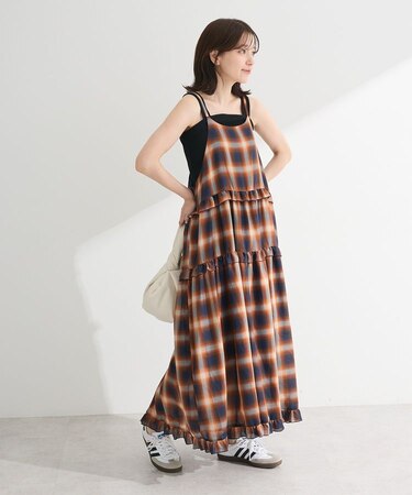 ・Petit Fleur オンブレーチェックキャミワンピ