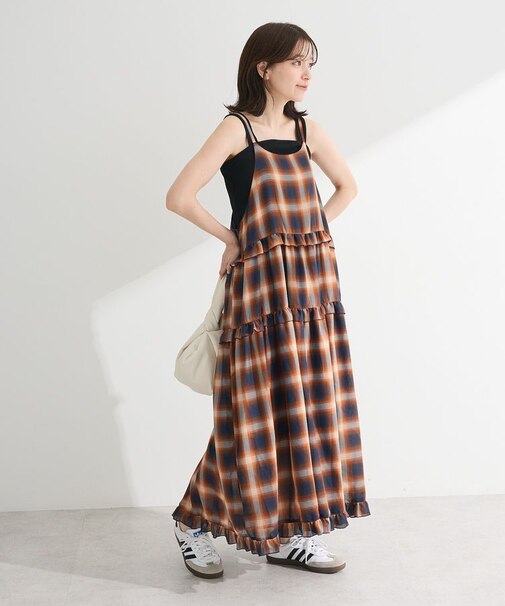 ・Petit Fleur オンブレーチェックキャミワンピ