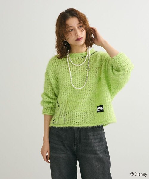 MEYAME メヤメ セーター　ライトグリーン MEYAME（メヤメ）の「MEYAME/メヤメ ロングスリットニット LONG
