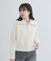Zip付きコンパクトニットカーディガン