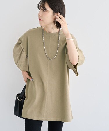 袖サテンドッキングチュニック