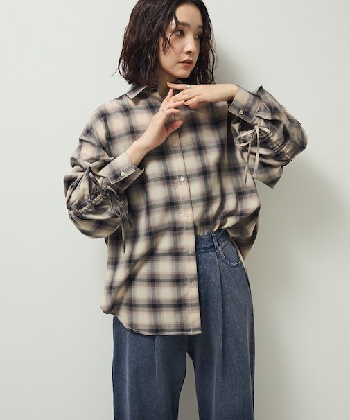 ・ELENCARE DUE チェックギャザーシャツ