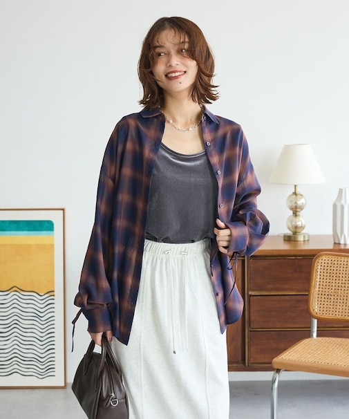 ・ELENCARE DUE チェックギャザーシャツ