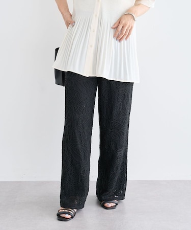 コード刺繍レースイージーワイドパンツ