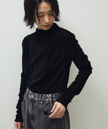 ・ANDSEARCH シアーベロアボトルネックロンTEE