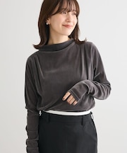・ANDSEARCH シアーベロアボトルネックロンTEE