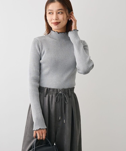 ・ANDSEARCH メランジリブハイネックニット