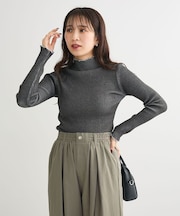 ・ANDSEARCH メランジリブハイネックニット