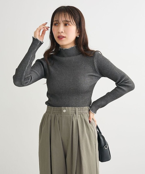 ・ANDSEARCH メランジリブハイネックニット