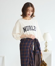 5分袖刺繍ロゴトレTEE