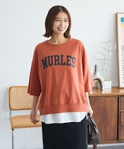5分袖刺繍ロゴトレTEE