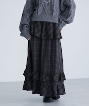 ■ESCAR チェックペプラムフレアスカート