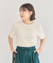 表面感カット5分袖プルオーバー