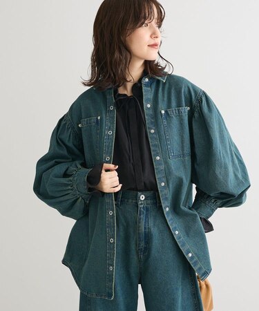 ・SUGAR SPOON ボリュームスリーブデニムシャツ