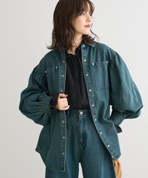 ・SUGAR SPOON ボリュームスリーブデニムシャツ