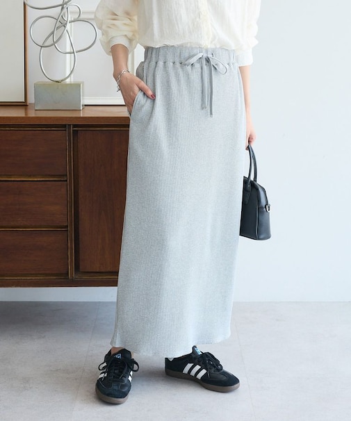 楽ちんIラインリブスカート