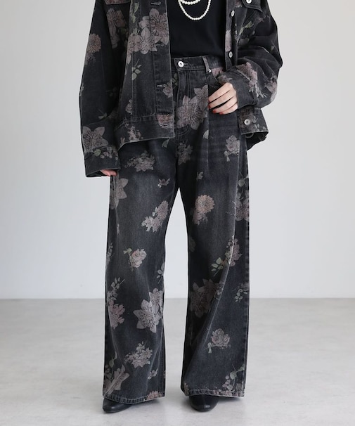 ・SUGAR SPOON フラワーptデニムパンツ