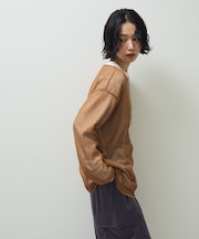 メッシュ長袖ゆるカットプルオーバー